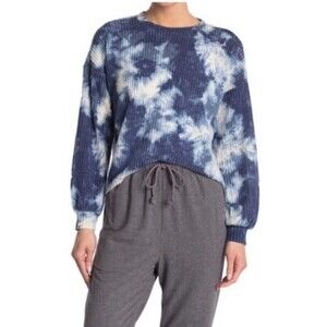 ABOUND Women's Waffle Knit Navy Tie Dye Sweater Top Size S